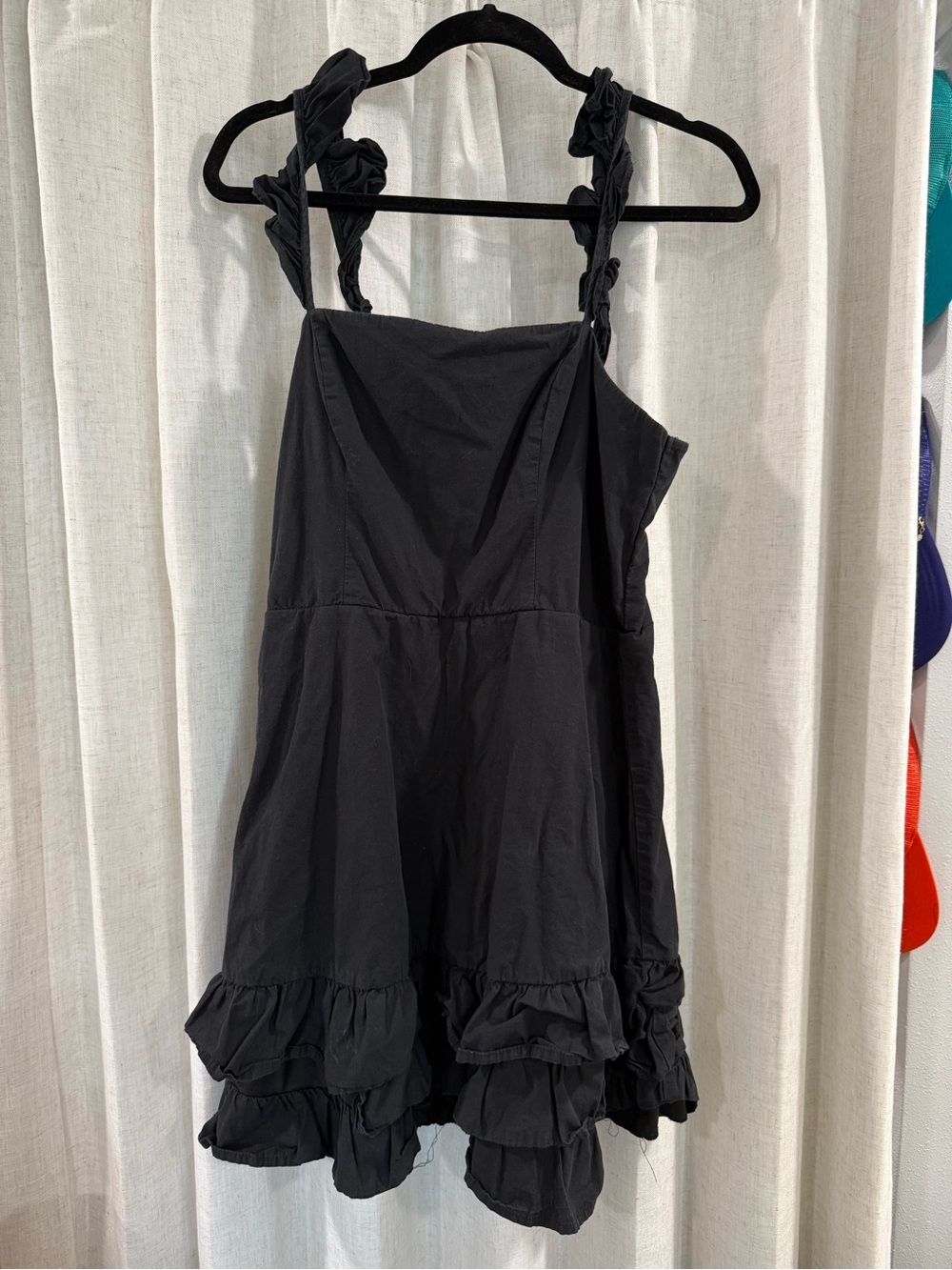 Trixxi Black Sleeveless Ruffled Dress with Twisted Straps